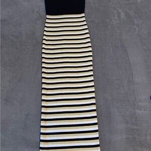Fashion Nova Black and Yellow Striped Maxi Dress